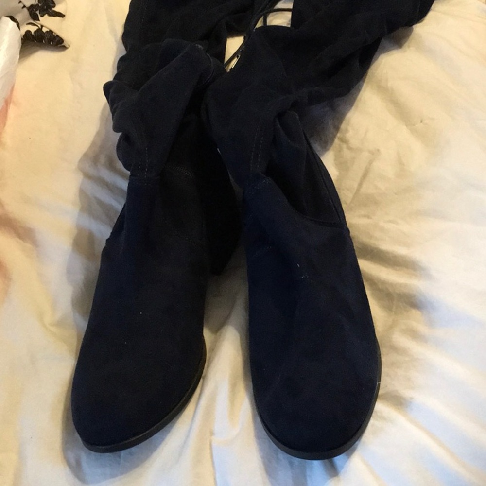 Madden Girl Navy Suede Knee High Boots